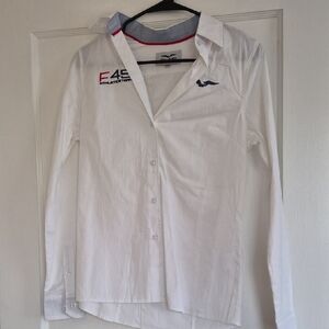 White Button-Up Shirt with F45 & Bird Logos